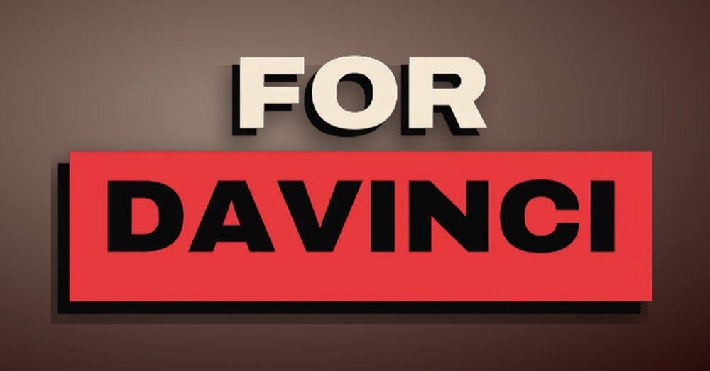 Caption style reading 'for DaVinci' with 'DaVinci' on a red block